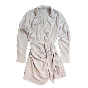 Abercrombie & Fitch Lavender Satin Wrap Mini Dress Long Sleeve Size S